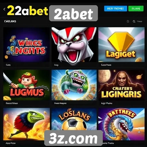 Variedade de jogos disponíveis na plataforma 2abet
